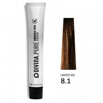 Фарба для волосся 8.1 Divina.Pure lightest аsh (світло-русий натуральний попелястий)