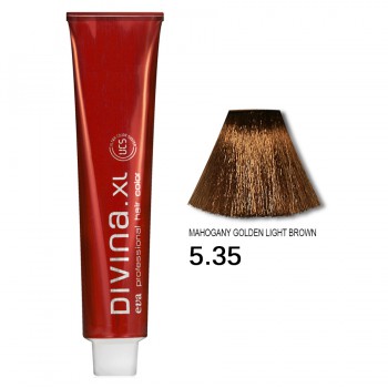 Фарба для волосся 5.35 Divina.XL mahogany golden light brown (світлий шатен золотисто-червоний)