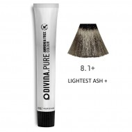 Фарба для волосся 8.1+ Divina.Pure lightest аsh+ (світло-русий попелястий для сивини)